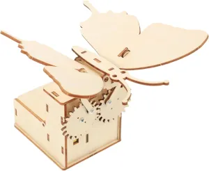 1 Set DIY Mechanical Bionic Butterfly Interactive Wood Butterflies Assembly Kit for Educational Science Experiment Prop Fun Craft for Engaging Stem Activity