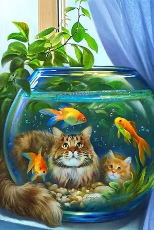 1000 Pieces Jigsaw Puzzle for Adults, Aquarium Cat Wooden Jigsaw Puzzle, Exercise Memory Relieve Stress Game Jigsaw Puzzle Family Activities Decompression Gifts