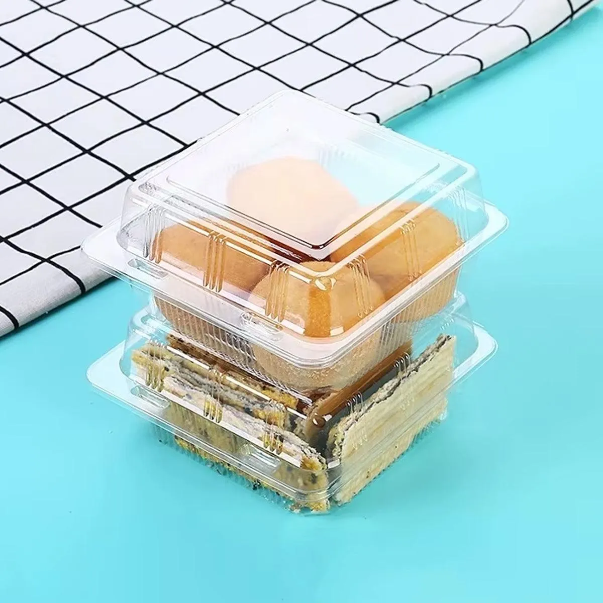 100PCS Transparent Pastry Box Hamburger Cake Box Bakery Packaging Container