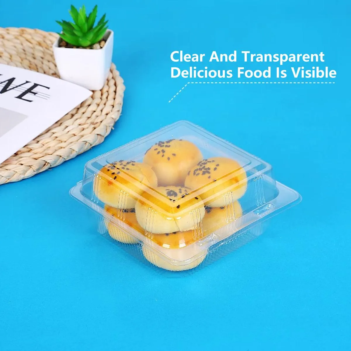100PCS Transparent Pastry Box Hamburger Cake Box Bakery Packaging Container