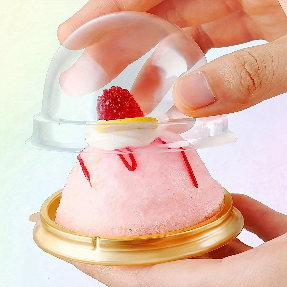 100pcs Round Gold Plastic Bakery Food Packaging Boxes for Cake Dessert Packaging