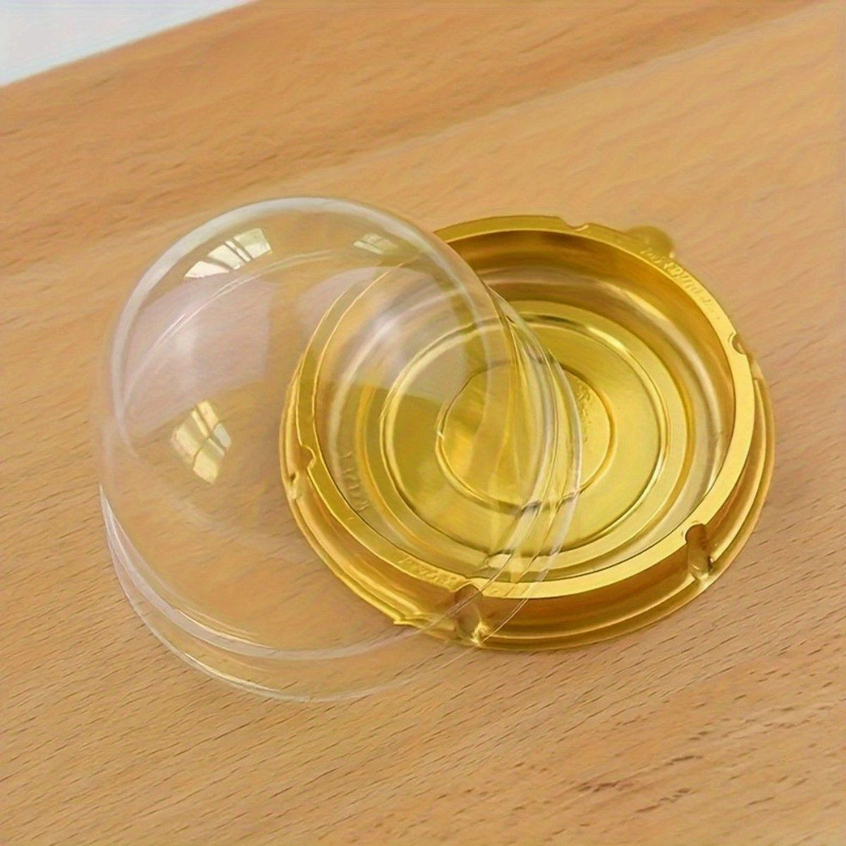 100pcs Round Gold Plastic Bakery Food Packaging Boxes for Cake Dessert Packaging