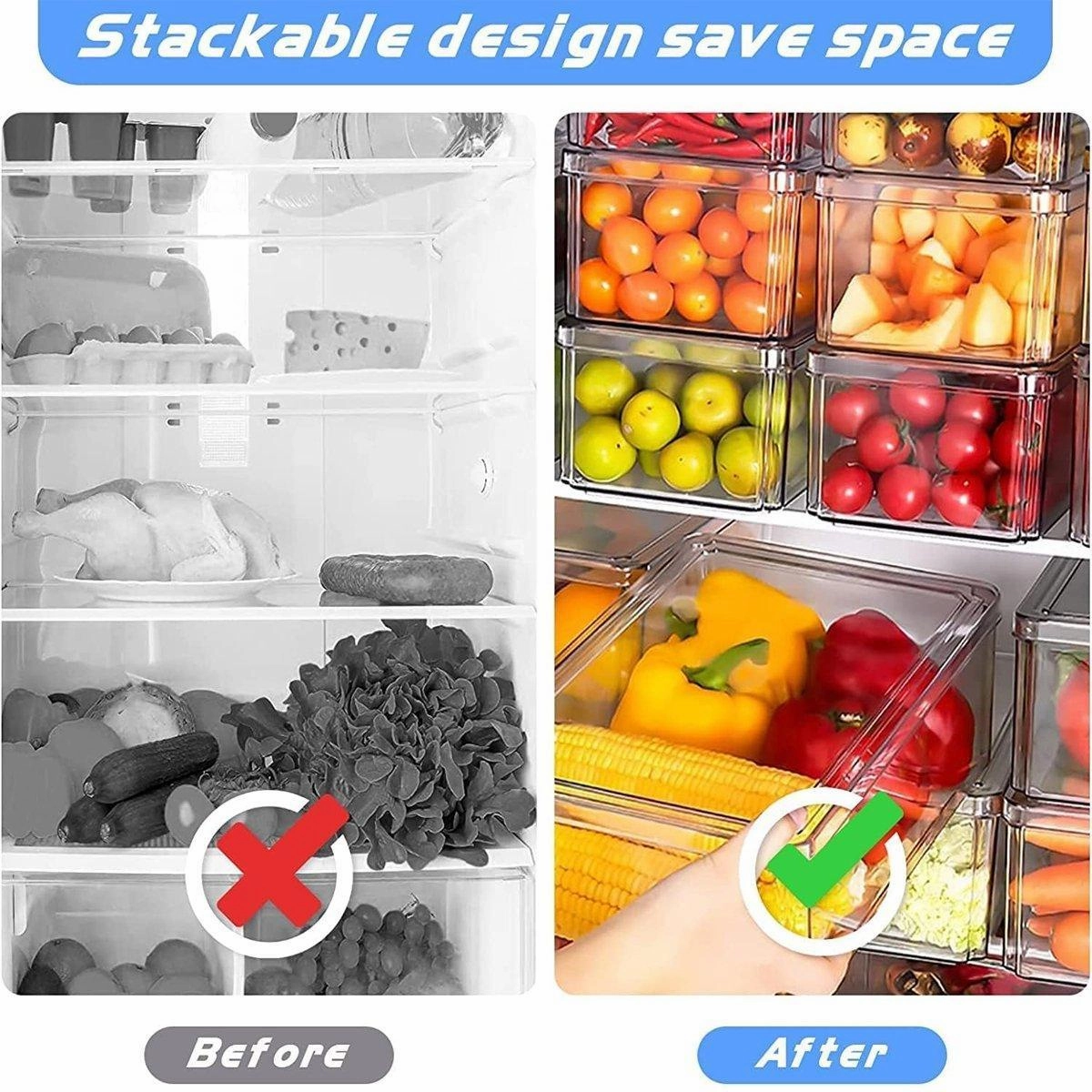 10PCS Clear PET Refrigerator Storage Box Food Grade Fruit Freezer Organizer Set