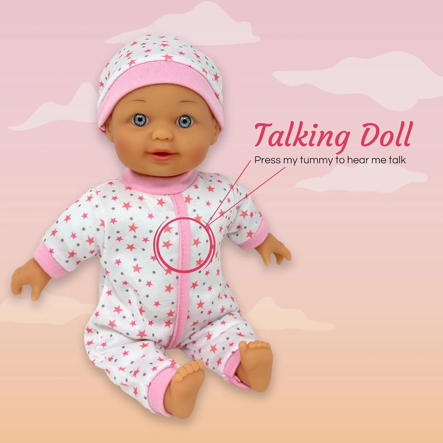 12 Inch Talking Baby Dolls for 3 Year Old Girls - Soft Body Interactive Baby Doll for Kids That Can Talk, Cry, Sing and Laugh - Makes 24 Cute Sounds