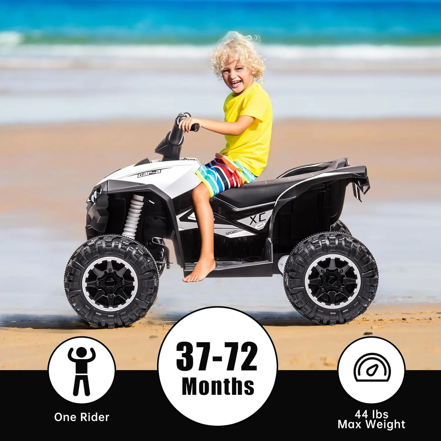 12V Kids Ride-On Electric ATV, 4 Wheel Dual Drive Kids Ride On Car with Parent Remote, High Low Speeds, Music, Battery Powered Ride On Toys for Boys and Girls, White