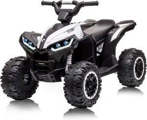 12V Kids Ride-On Electric ATV, 4 Wheel Dual Drive Kids Ride On Car with Parent Remote, High Low Speeds, Music, Battery Powered Ride On Toys for Boys and Girls, White