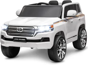 12V Ride On Car, Licensed Toyota Land Cruiser with Remote Control, Electric Car for Kids with Battery Powered, 3 Speeds, Music, Horn, LED Lights, White