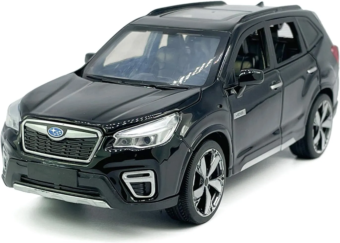 1:30 Scale 2021 Subaru Forester e-Boxer SUV Model Toy Car Metal Diecast Toy Vehicle, Doors Open, Light Sound, Pull Back, Toys for Boys Kids Gifts, Men Collection, Home Office Décor, Black