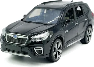 1:30 Scale 2021 Subaru Forester e-Boxer SUV Model Toy Car Metal Diecast Toy Vehicle, Doors Open, Light Sound, Pull Back, Toys for Boys Kids Gifts, Men Collection, Home Office Décor, Black