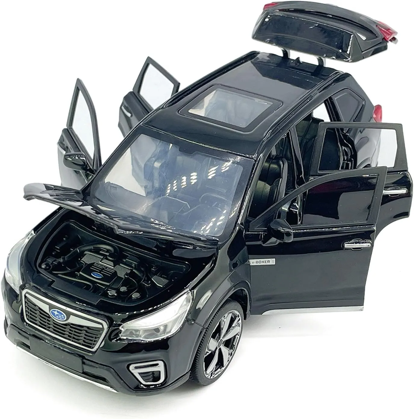 1:30 Scale 2021 Subaru Forester e-Boxer SUV Model Toy Car Metal Diecast Toy Vehicle, Doors Open, Light Sound, Pull Back, Toys for Boys Kids Gifts, Men Collection, Home Office Décor, Black