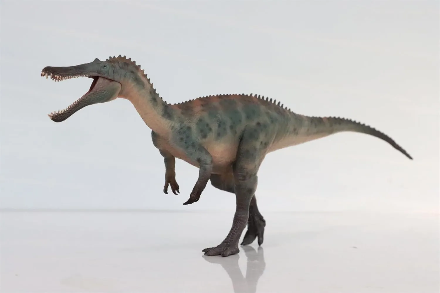 1:35 Scale Baryonyx Model Spinosauria Dinosaurs PVC Animal Figure Collection Realistic Decoration Gift for Adult (Green with Box)
