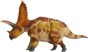 1:35 Scale Pentaceratops Figure Cretaceous Ceratopsidae Herbivorous Animal PVC Decoration Model Collection Dinosaur Gift for Adult (Orange)