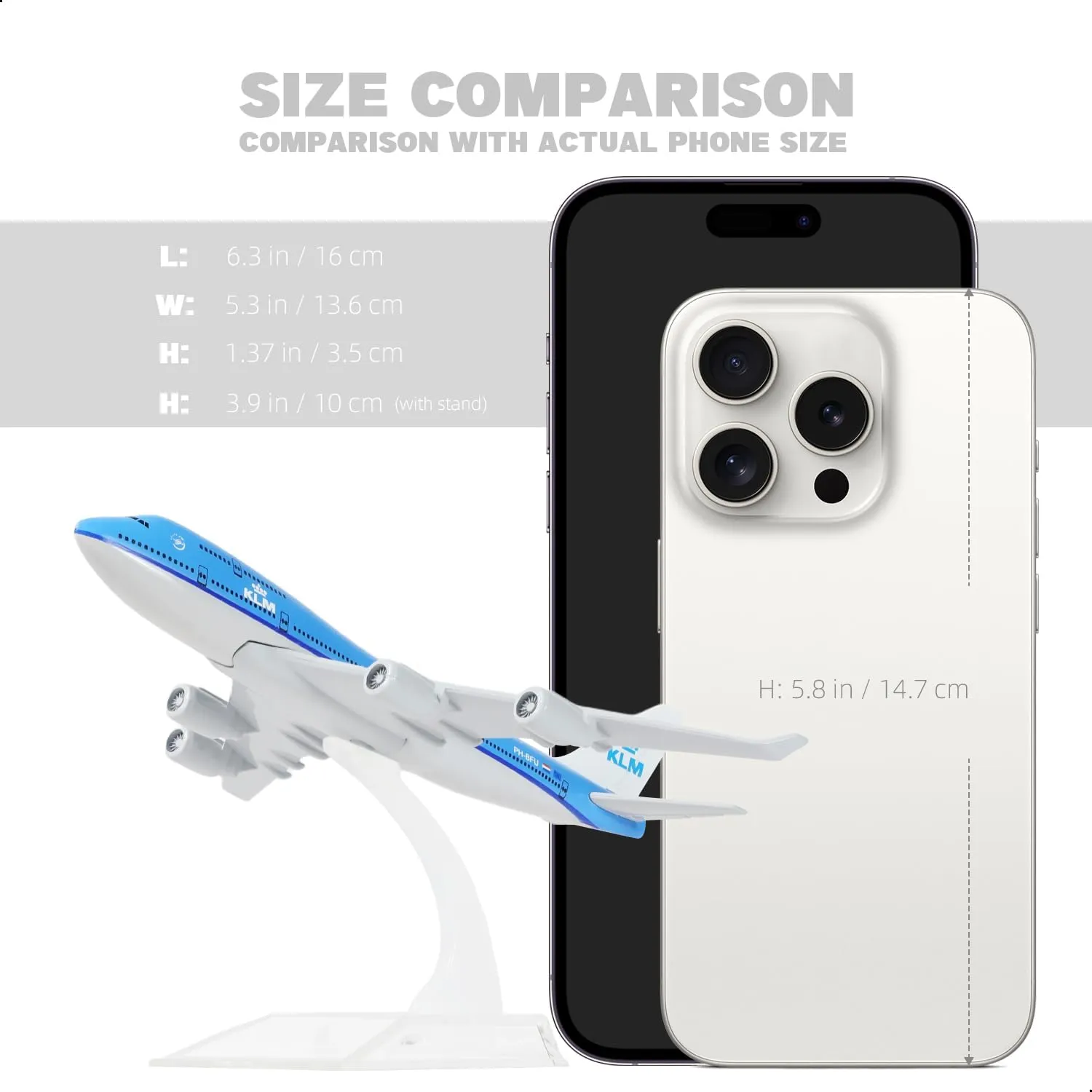 1/400 NL-KLM 747 Model Plane -Diecast Metal Airplane Model Kits with Stand (6 inches) Alloy Boeing 747 Plane Model for Aviation Enthusiasts Gift or Desktop Display 747 Toy Airplane