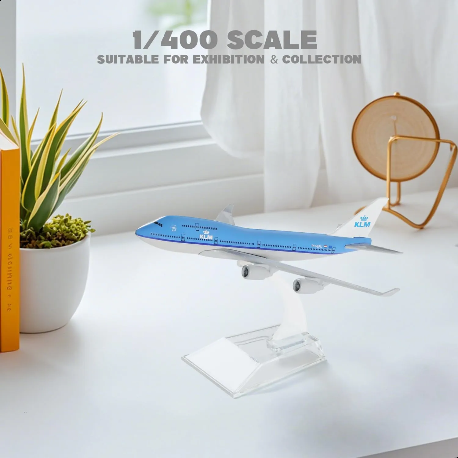 1/400 NL-KLM 747 Model Plane -Diecast Metal Airplane Model Kits with Stand (6 inches) Alloy Boeing 747 Plane Model for Aviation Enthusiasts Gift or Desktop Display 747 Toy Airplane