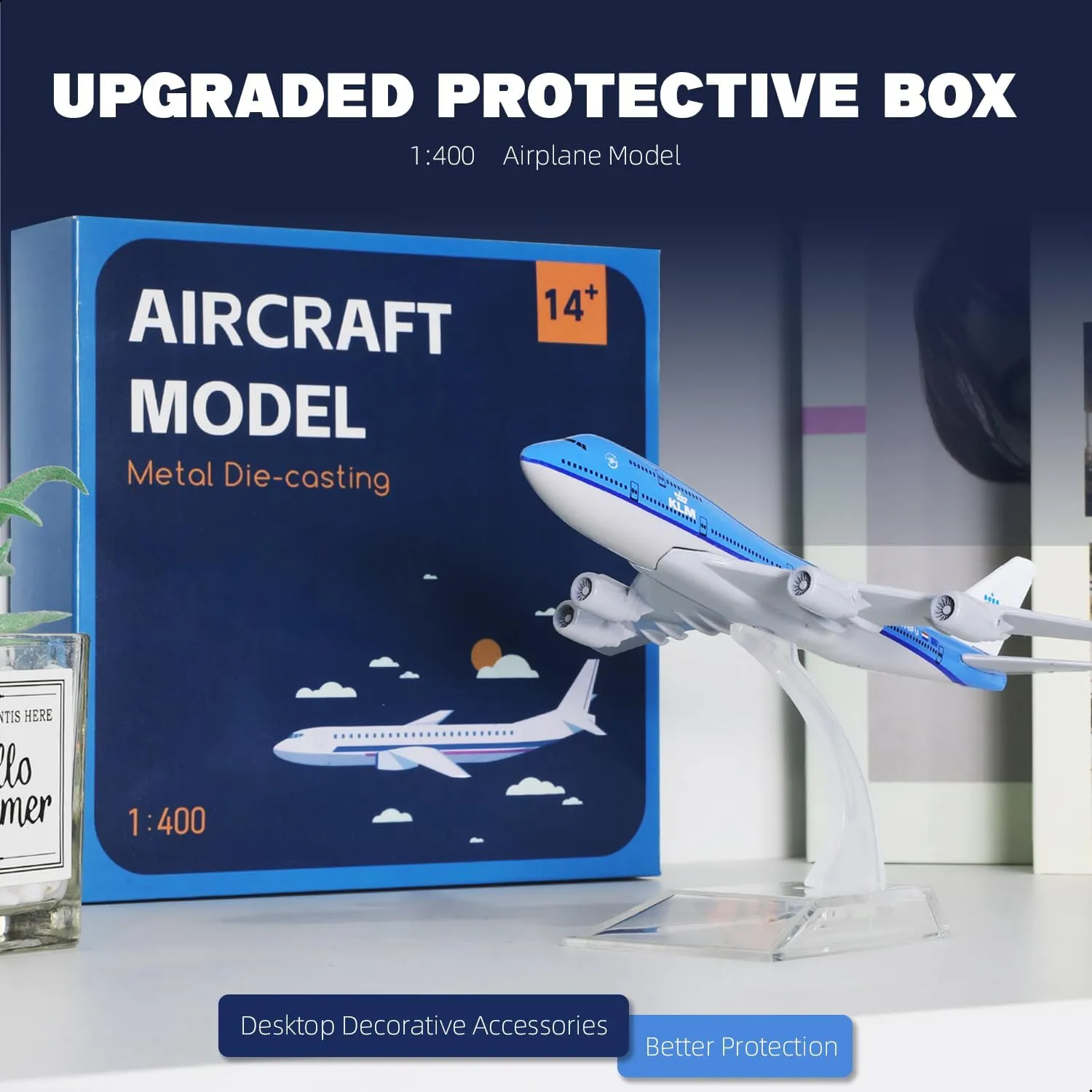1/400 NL-KLM 747 Model Plane -Diecast Metal Airplane Model Kits with Stand (6 inches) Alloy Boeing 747 Plane Model for Aviation Enthusiasts Gift or Desktop Display 747 Toy Airplane