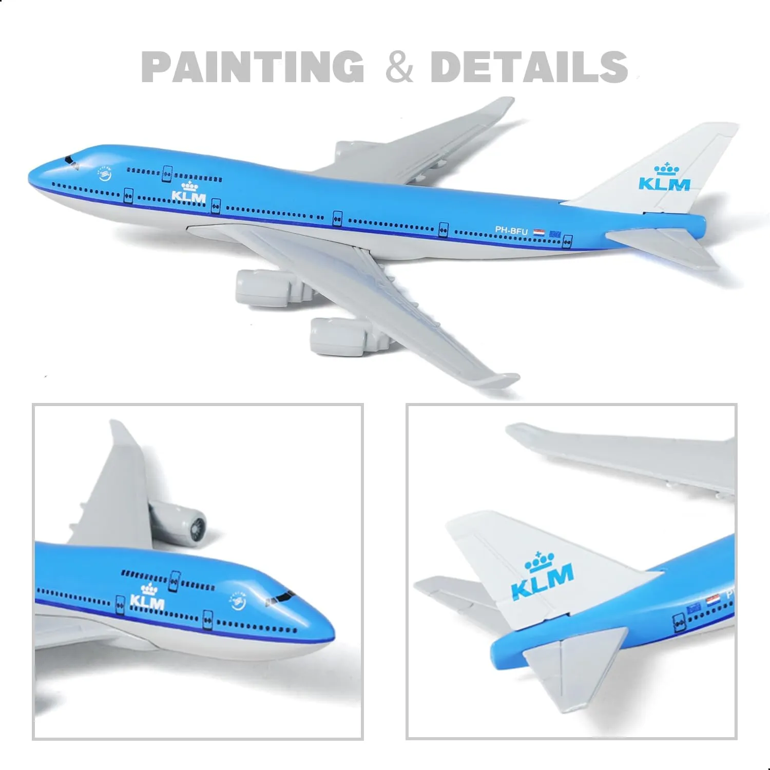 1/400 NL-KLM 747 Model Plane -Diecast Metal Airplane Model Kits with Stand (6 inches) Alloy Boeing 747 Plane Model for Aviation Enthusiasts Gift or Desktop Display 747 Toy Airplane