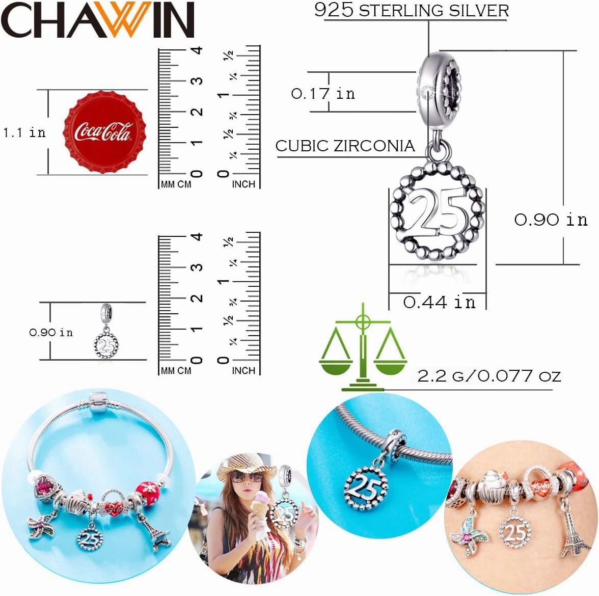 16,17,18,19,20,21,22,24,25,26,30,32,33,35,37,40,49,50,60,69,77,80,88,99 Number Charms 925 Sterling Silver Pendants Beads Fit Pandora Bracelets/Necklace, Dangling Dangle Charm for Birthday/Anniversary/Meaningful Numbers