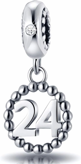 16,17,18,19,20,21,22,24,25,26,30,32,33,35,37,40,49,50,60,69,77,80,88,99 Number Charms 925 Sterling Silver Pendants Beads Fit Pandora Bracelets/Necklace, Dangling Dangle Charm for Birthday/Anniversary/Meaningful Numbers