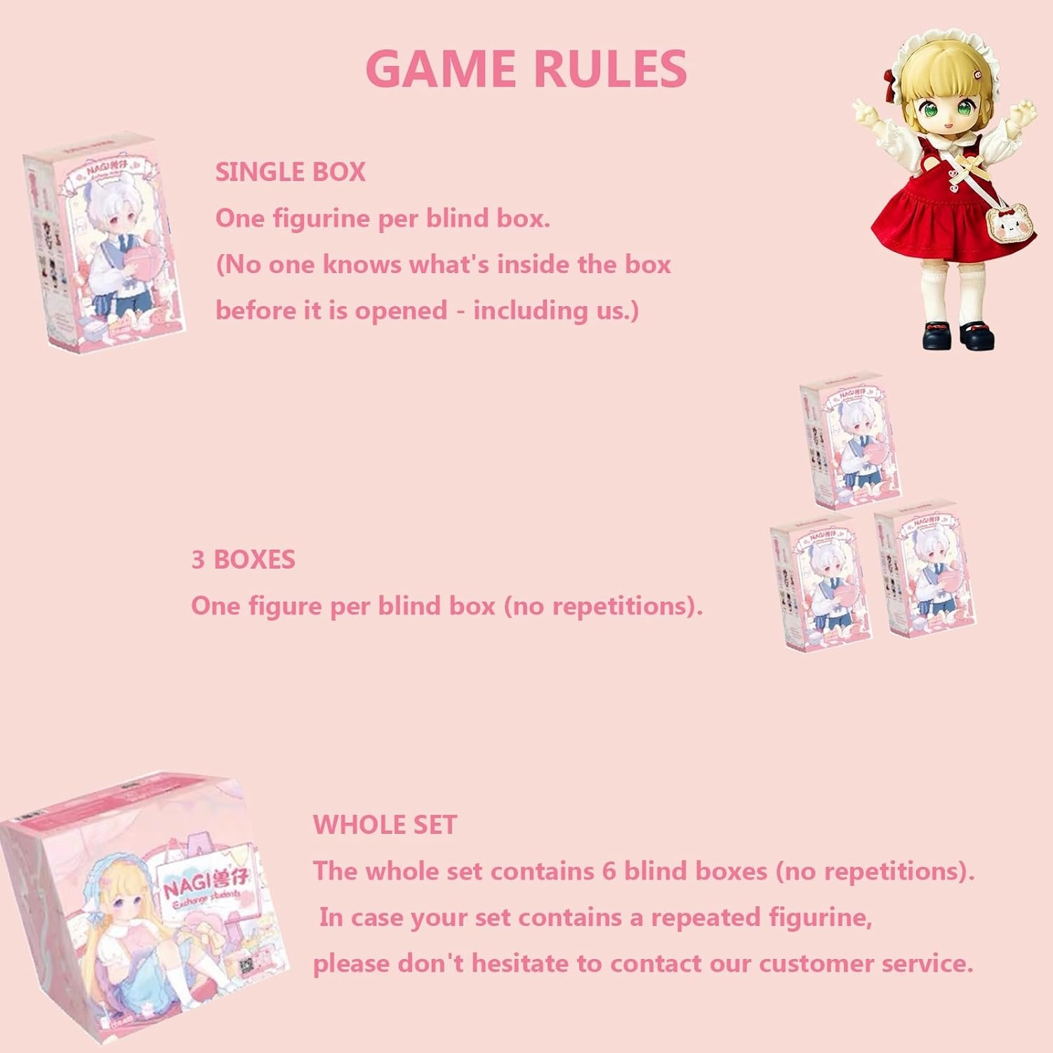 1/12 BJD Dolls Blind Box for Girls Surprise Gifts,Kawaii Multiple Styles BJD Dolls Series Collectable Action Figure Posable Dress Up BJD Doll (1*NAGI Series)