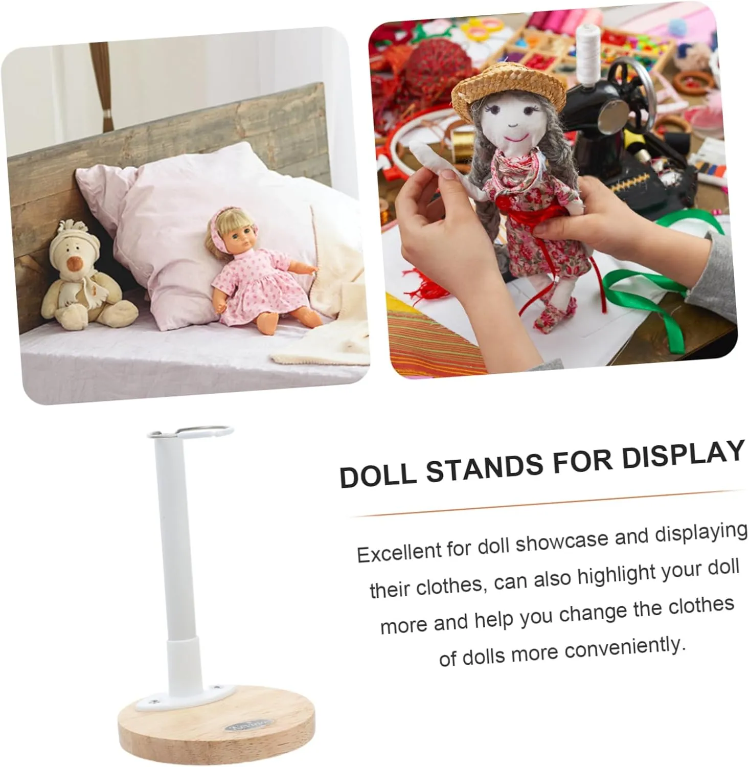1pc Wooden Doll Stand Doll Display Stand Doll Holder Kids Mannequin Mini Figurines for Kids Doll Stand Holder Doll Figures Stand Rack Toy House Supplies Wooden Doll Supporting Rack