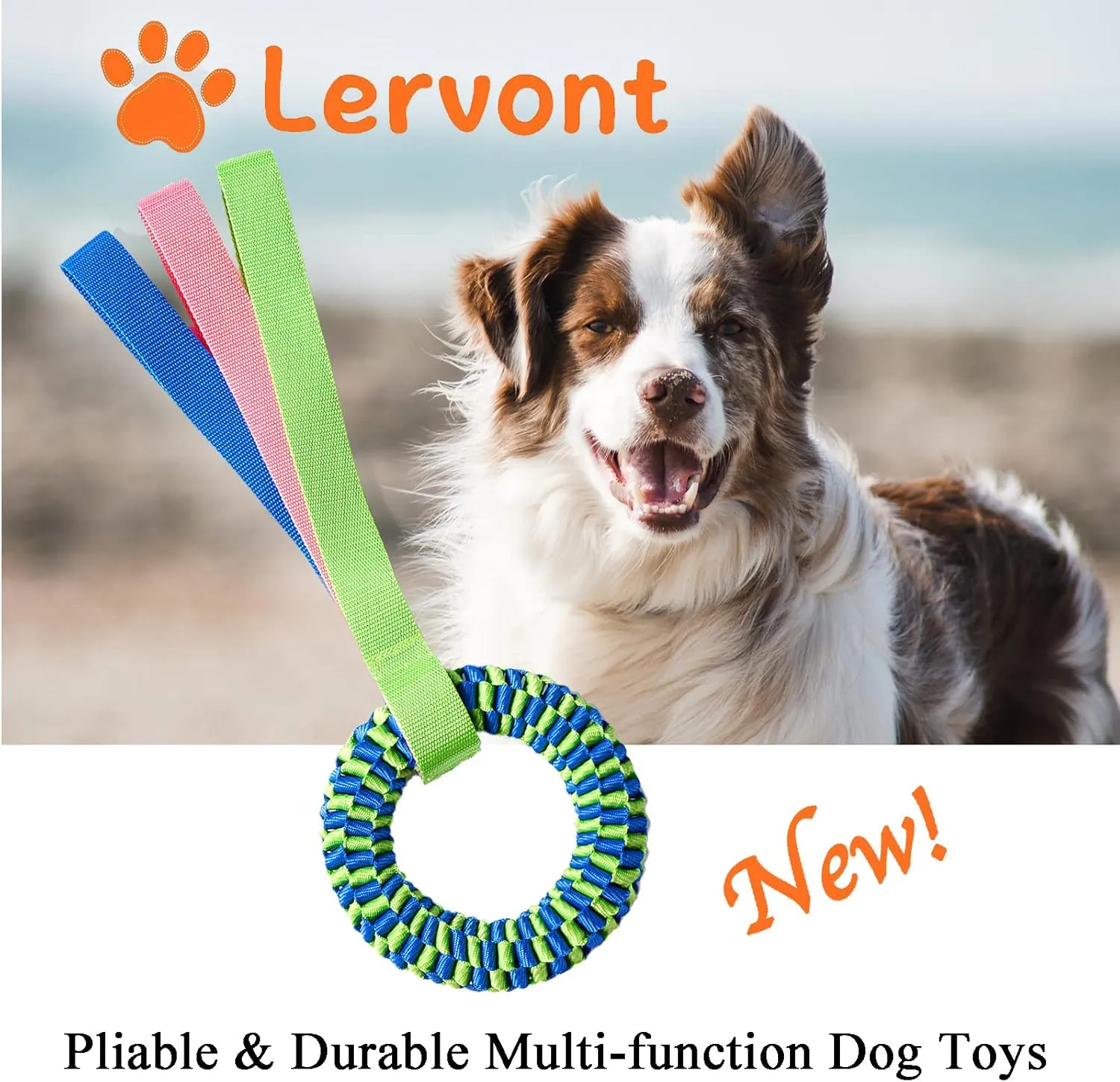 2 Pack Aggressive Chewer Dog Toys - Tug of War & Teeth Cleaning - Medium & Large Dogs
