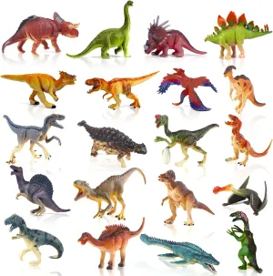 20 Pcs Realistic Plastic Dinosaur Figurines Set 4.1 Inch Dinosaur Model DIY Dinosaur Diorama Project for Birthday Party Dinosaur Cake Topper Sensory Bin Filler