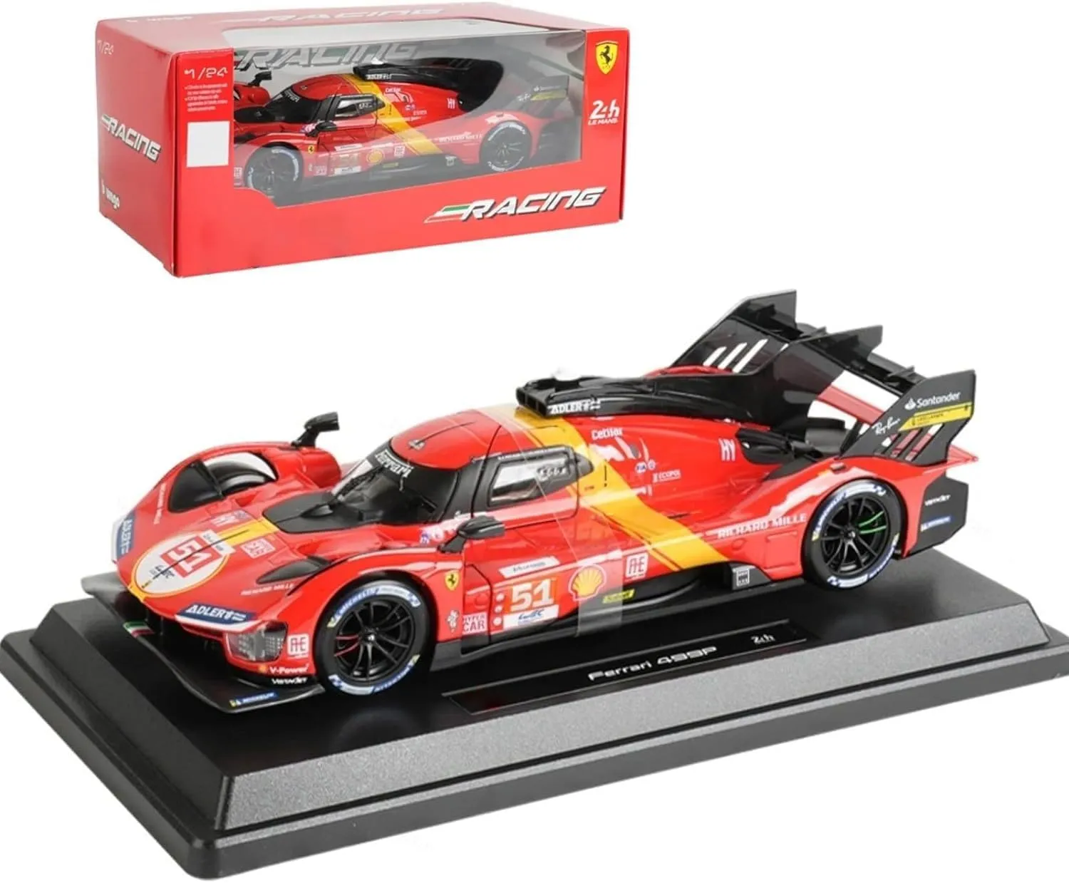 2023 1/24 499P #51 Champion Adult Alloy Racing Car 24h LMH Rally for Ferrari Vehicle Die Cast Collection Gift