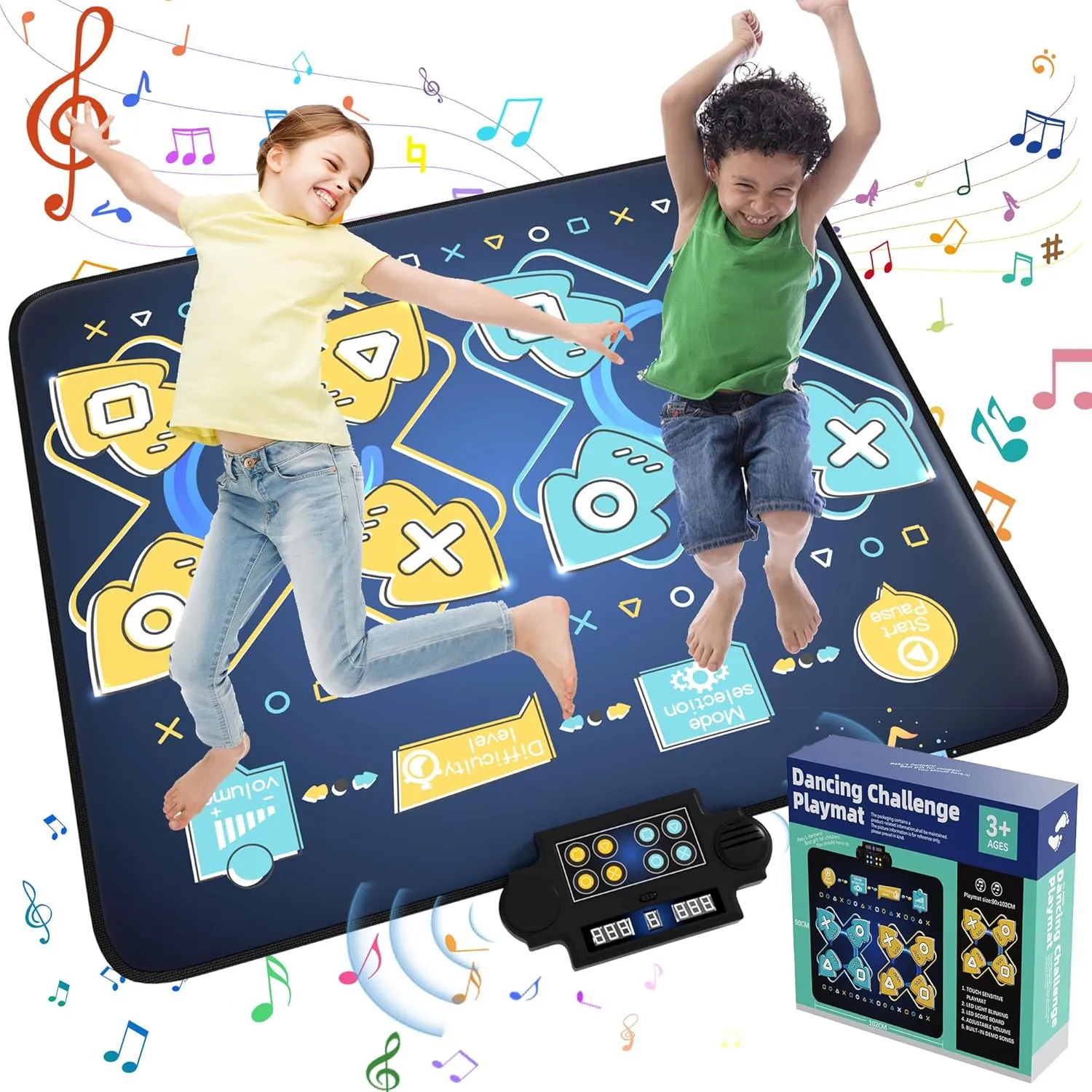 2025 Dance Mat for Kids - Electronic Dance Game Toy Gift for Kids Girls Boys,Adjustable Volume,8 Challenge Levels - Dance Pad with LED Lights & Built-in Music for Ages 3-12 Years Old (35.4"x40.2")