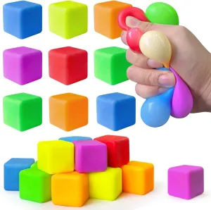 24 Pack Stress Cube,Slow Rising Toys,Stretchy Fidget Toys for Anxiety Relief,Pull Stretch Fidgets for Classroom Prize Box Toys,Teacher Reward for Student
