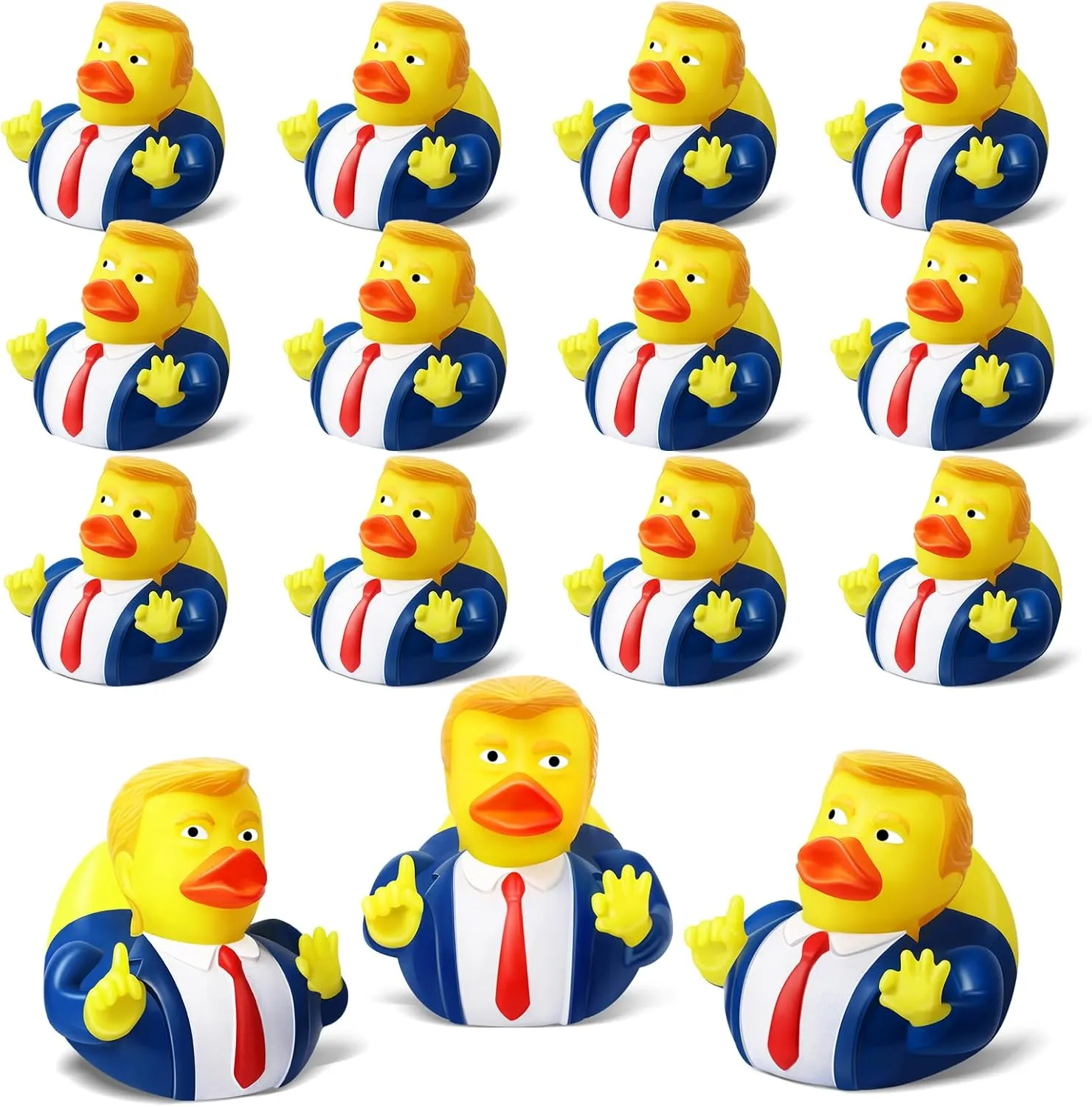 24 Pcs Donald Trump Rubber Ducks, Funny Trump Duckies, President Memorial and Patriotic Theme Baby Bath Toy, Ducking Game Gifts for Kids Adults, Car Dashboard Decorations, Summer Party Favor