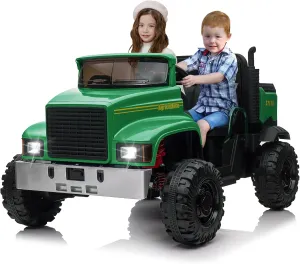 24V UTV Electric Car with Dump Bed for Kids, 4WD Ride On Car, 4x200W Motors with Remote Control, 4xSpring Suspension, 3 Speeds, 2 Seater, Green