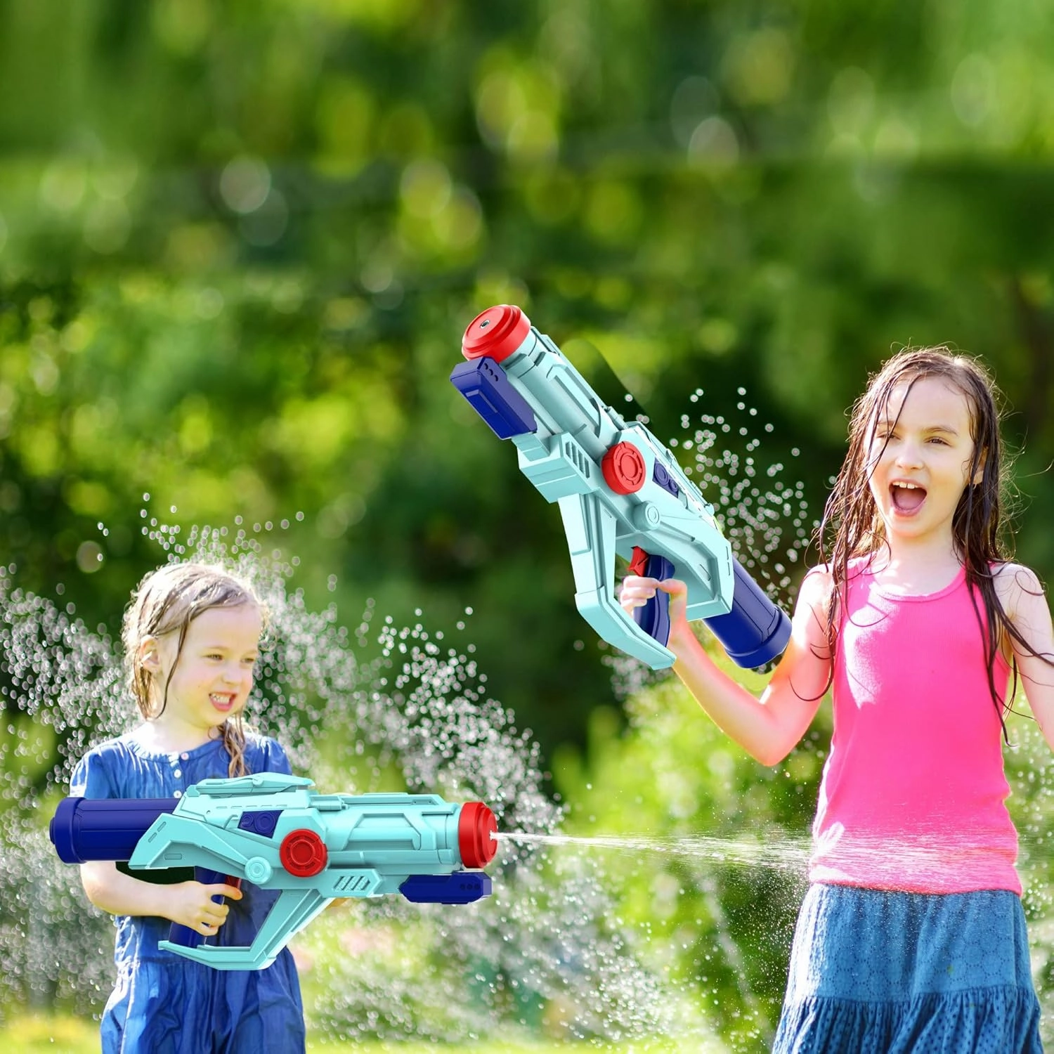 2 PCS Water Guns for Kids, Super Squirt Gun Water Soaker Blaster - Big Size - 32ft Long Shooting Range - High Capacity - Quick Refill - Summer Water Toys Gun for Boys Girls and Adults Outdoor