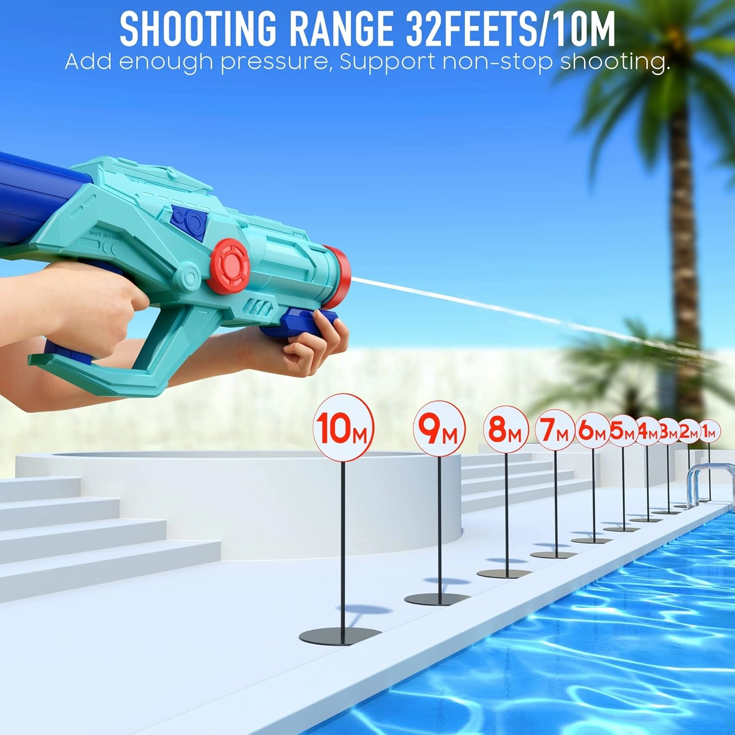 2 PCS Water Guns for Kids, Super Squirt Gun Water Soaker Blaster - Big Size - 32ft Long Shooting Range - High Capacity - Quick Refill - Summer Water Toys Gun for Boys Girls and Adults Outdoor