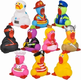 2" Rubber Screaming Chicken Assortment (50 Pack) Non Squeaky. Dressed in All Different Occupation: Ninja, Rock Star, Princess, Knight, Pirate, Astronaut, and More! (50 Pack)