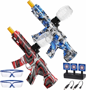 2 Set Electric Splatter Blaster Toy, Outdoor Team Games, Christmas, Halloween, Birthday, New Year Gift for Ages 14  (Red Blue)