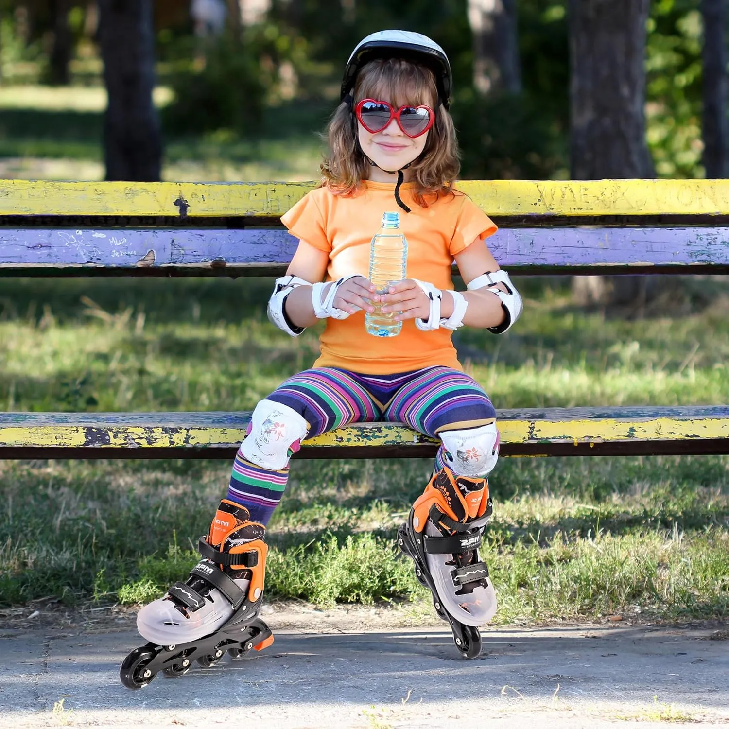 2PM SPORTS Inline Skates for Kids Girls Boys Ages 5-8 8-12 3-5 4-6 6-12 with Light Up Wheels, Adjustable Kids Roller Skates Blades for Beginner Youth Indoor Outdoor Size 11C 1 2 3 4 5 6 7 8