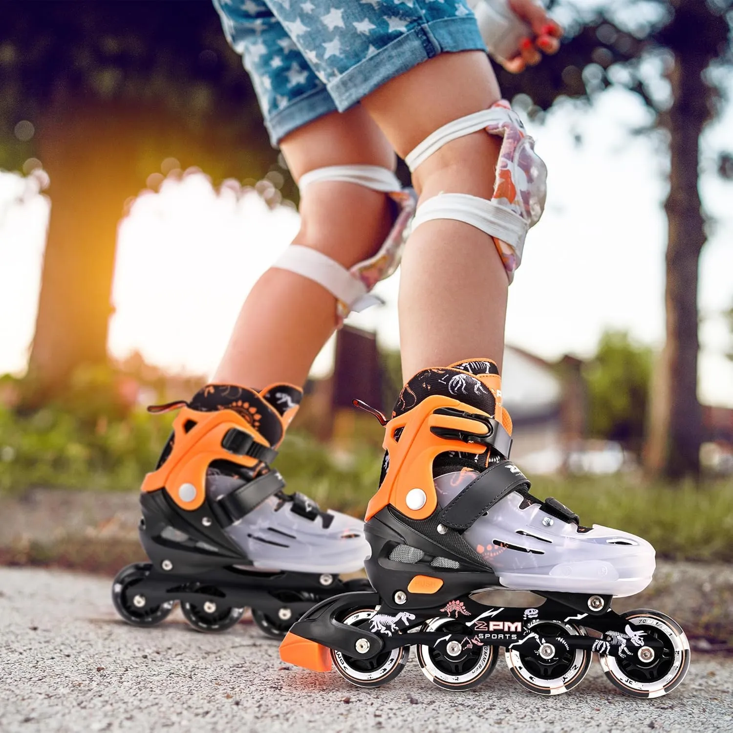 2PM SPORTS Inline Skates for Kids Girls Boys Ages 5-8 8-12 3-5 4-6 6-12 with Light Up Wheels, Adjustable Kids Roller Skates Blades for Beginner Youth Indoor Outdoor Size 11C 1 2 3 4 5 6 7 8