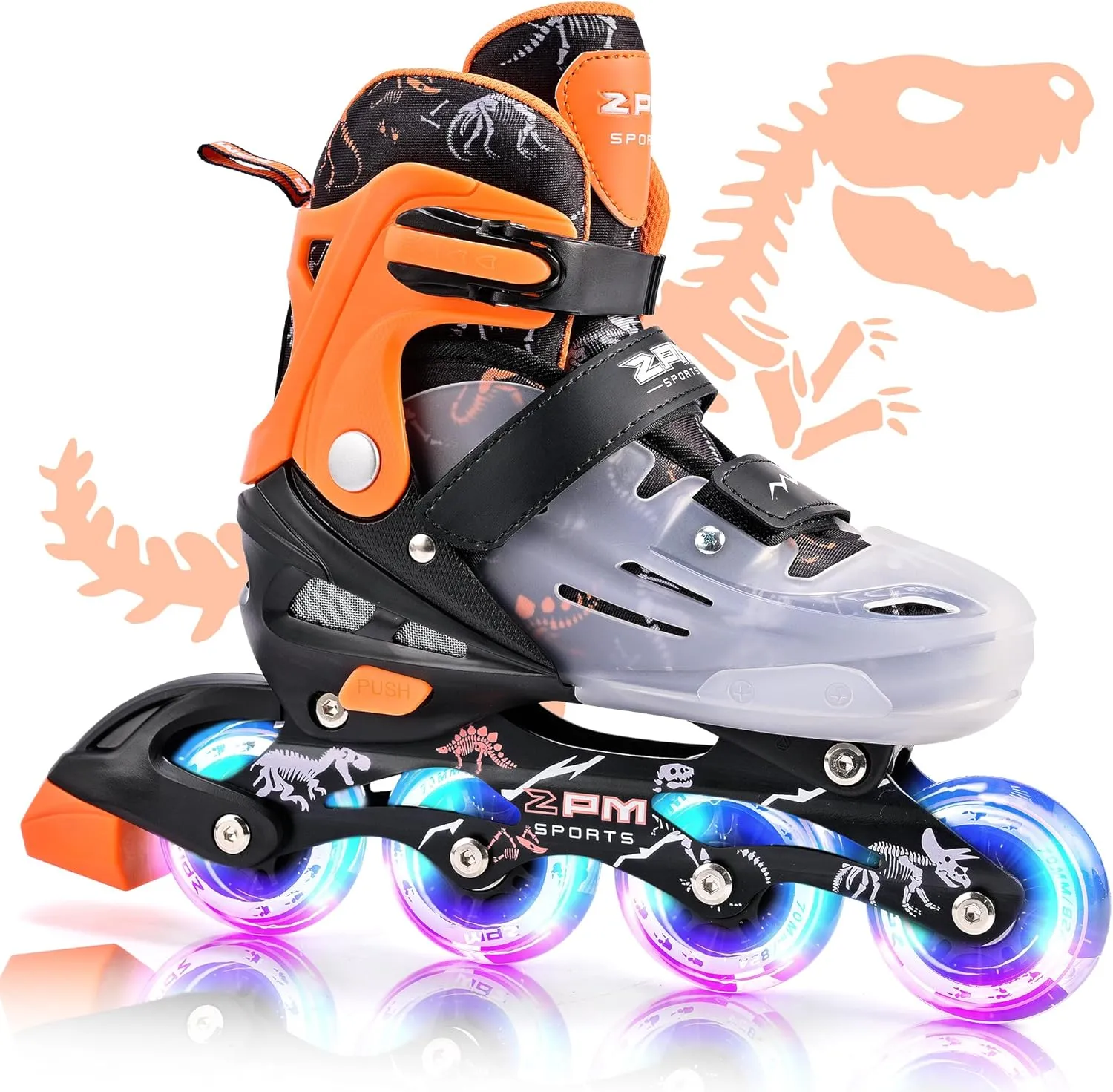 2PM SPORTS Inline Skates for Kids Girls Boys Ages 5-8 8-12 3-5 4-6 6-12 with Light Up Wheels, Adjustable Kids Roller Skates Blades for Beginner Youth Indoor Outdoor Size 11C 1 2 3 4 5 6 7 8
