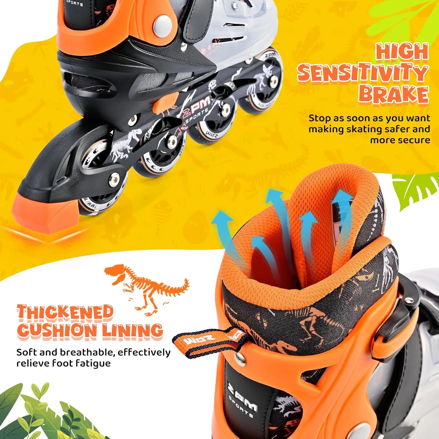 2PM SPORTS Inline Skates for Kids Girls Boys Ages 5-8 8-12 3-5 4-6 6-12 with Light Up Wheels, Adjustable Kids Roller Skates Blades for Beginner Youth Indoor Outdoor Size 11C 1 2 3 4 5 6 7 8