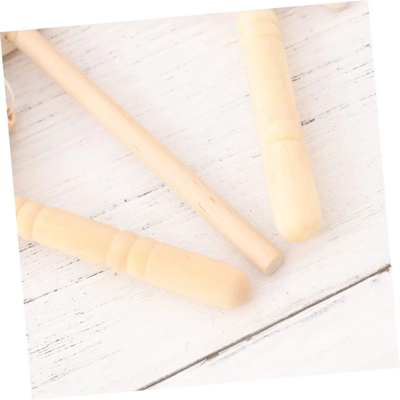 2sets Wooden Rattle Drum Shaking Drum for Toddlers Kids DIY Baby Toy Set 7pcs*2 Random Style