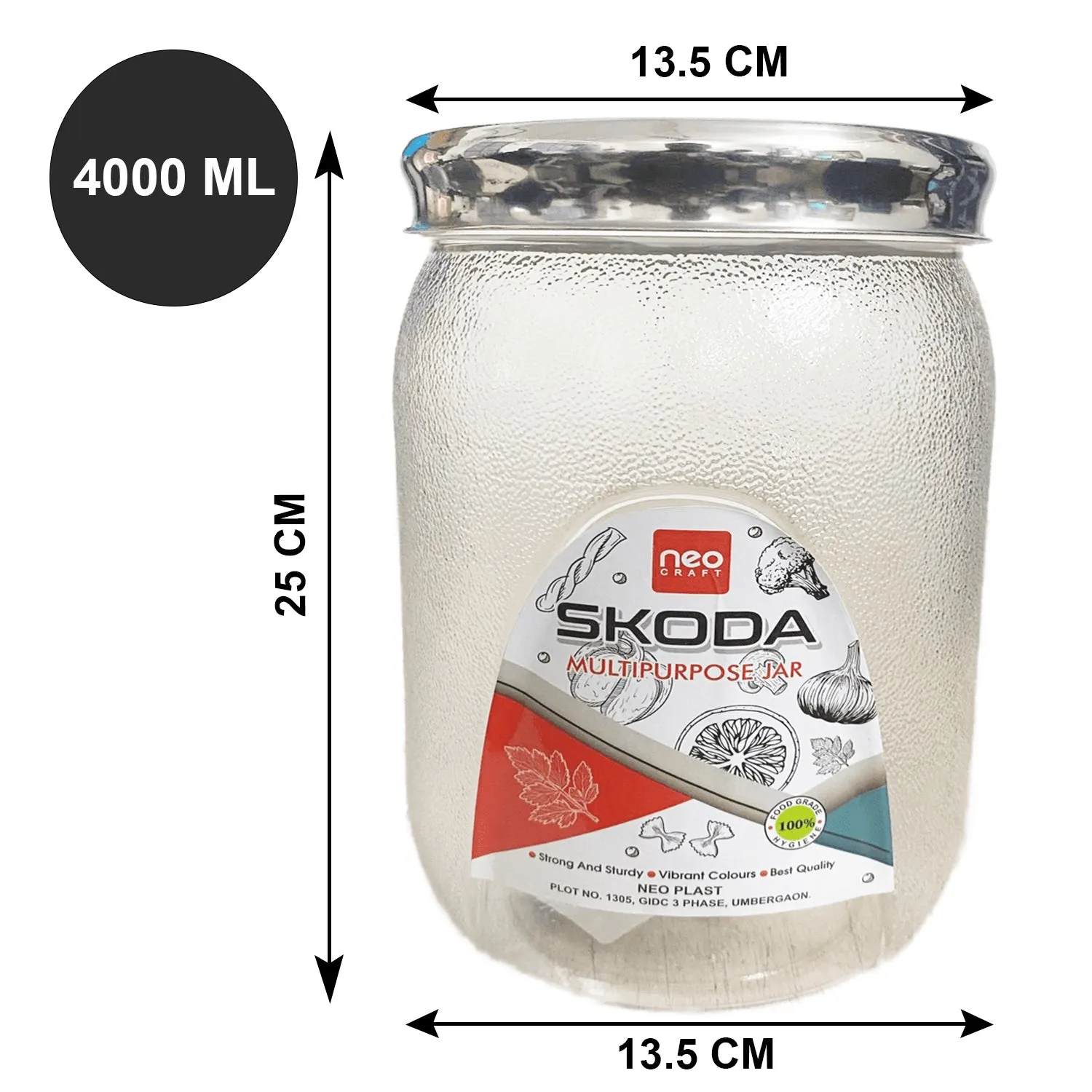 3991 Plastic Transperant Pet Jar 4000 Ml