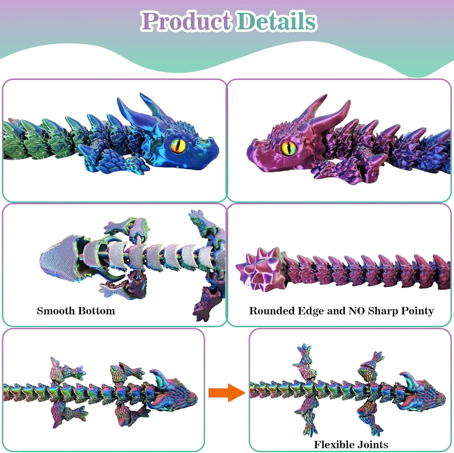 3D Printed Dragon Eggs with Dragon Inside, Large Articulated Dragon Toys with Eyes, Animal Fidget Toy Easter Surprise Eggs Home Decor Executive Desk Toy, Easter Gift for Kids (Red Blue Green)