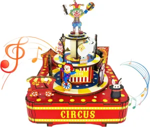 3D Puzzles for Adults, Circus DIY Rotating Music Box Kit -Birthday Gifts and Toys for Kids（Circus Music Box）