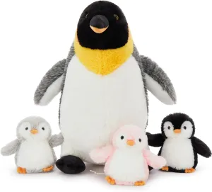 4 Pcs Penguin Plush Set, Mom Penguin Stuffed Animal with 3 Stuffed Wind Up Penguin Babies Toy in Mother Penguin's Belly, Christmas Birthday Gift for Kids Girls Boys, Animal Theme Party Decor