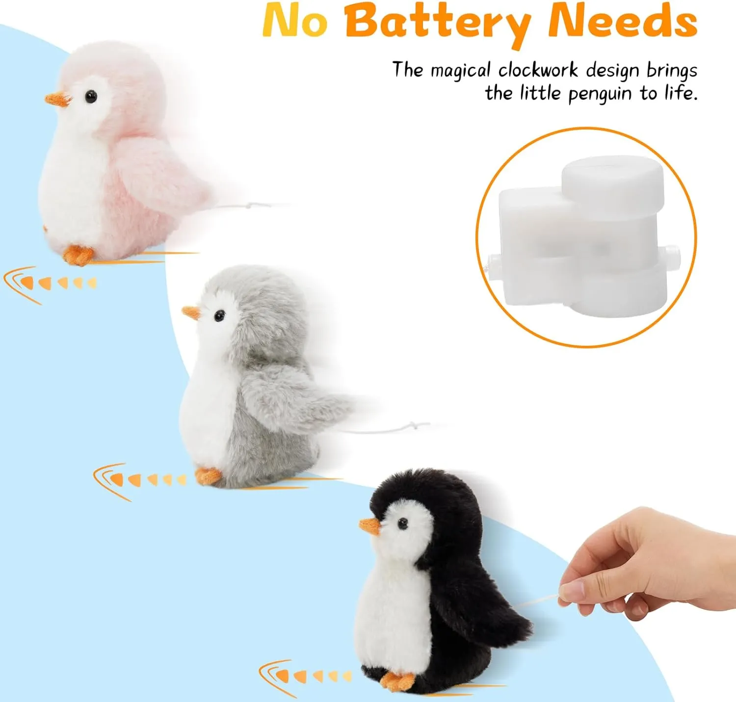 4 Pcs Penguin Plush Set, Mom Penguin Stuffed Animal with 3 Stuffed Wind Up Penguin Babies Toy in Mother Penguin's Belly, Christmas Birthday Gift for Kids Girls Boys, Animal Theme Party Decor