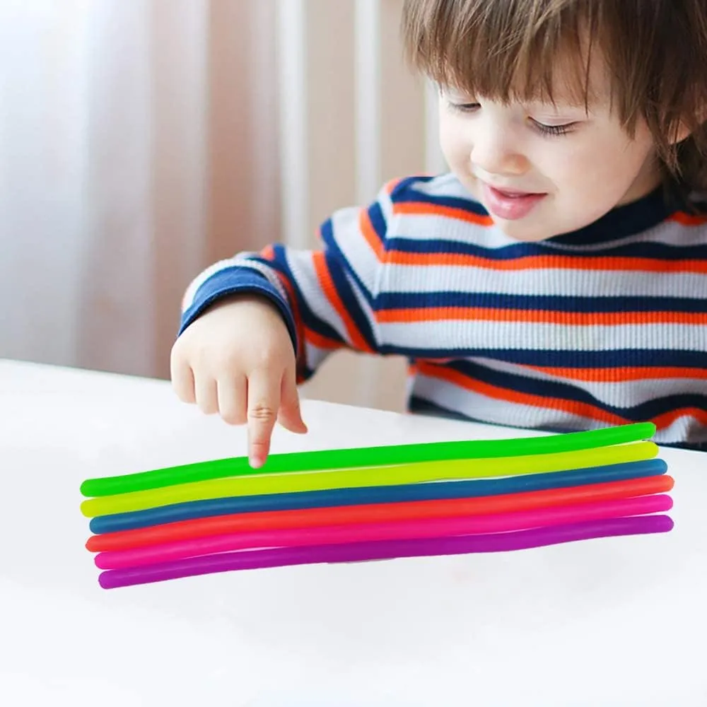 42Pcs Colorful Fidget Noodles Toys Squeeze Release Anxiety for Kids and Adult as Kids Party Bag Fillers Party Favors Birthday Gifts for Kids and Classroom Rewards