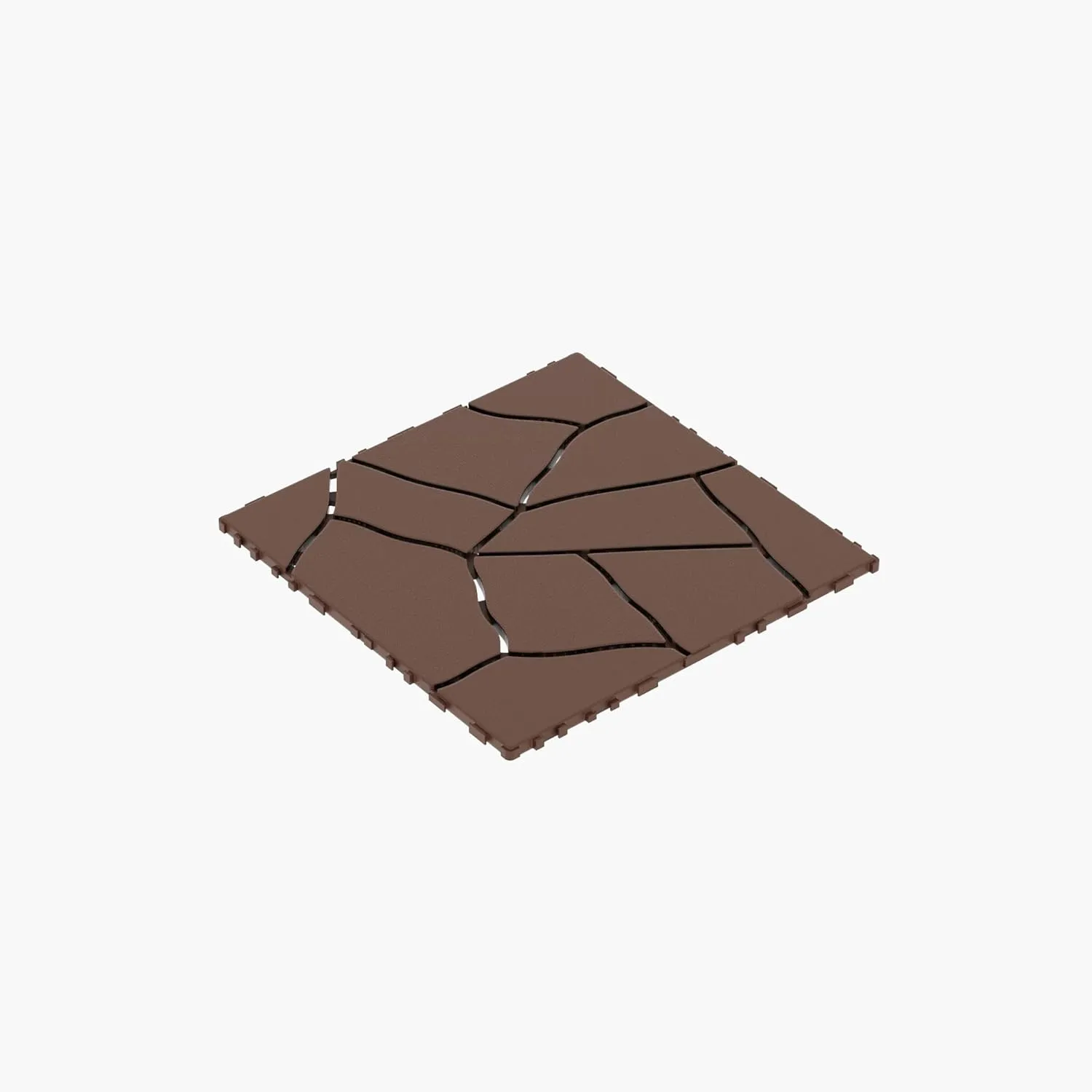 44-Pack Plastic Interlocking Deck Tiles, 12"x12"x0.8", Waterproof & Durable Outdoor Flooring for Patios, Balconies, Bathrooms – Easy DIY Installation, Multiple Combinations (Brown-Stone Style)