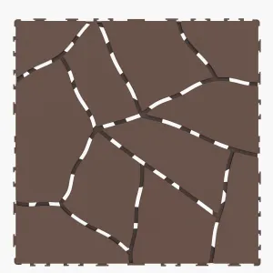 44-Pack Plastic Interlocking Deck Tiles, 12"x12"x0.8", Waterproof & Durable Outdoor Flooring for Patios, Balconies, Bathrooms – Easy DIY Installation, Multiple Combinations (Brown-Stone Style)