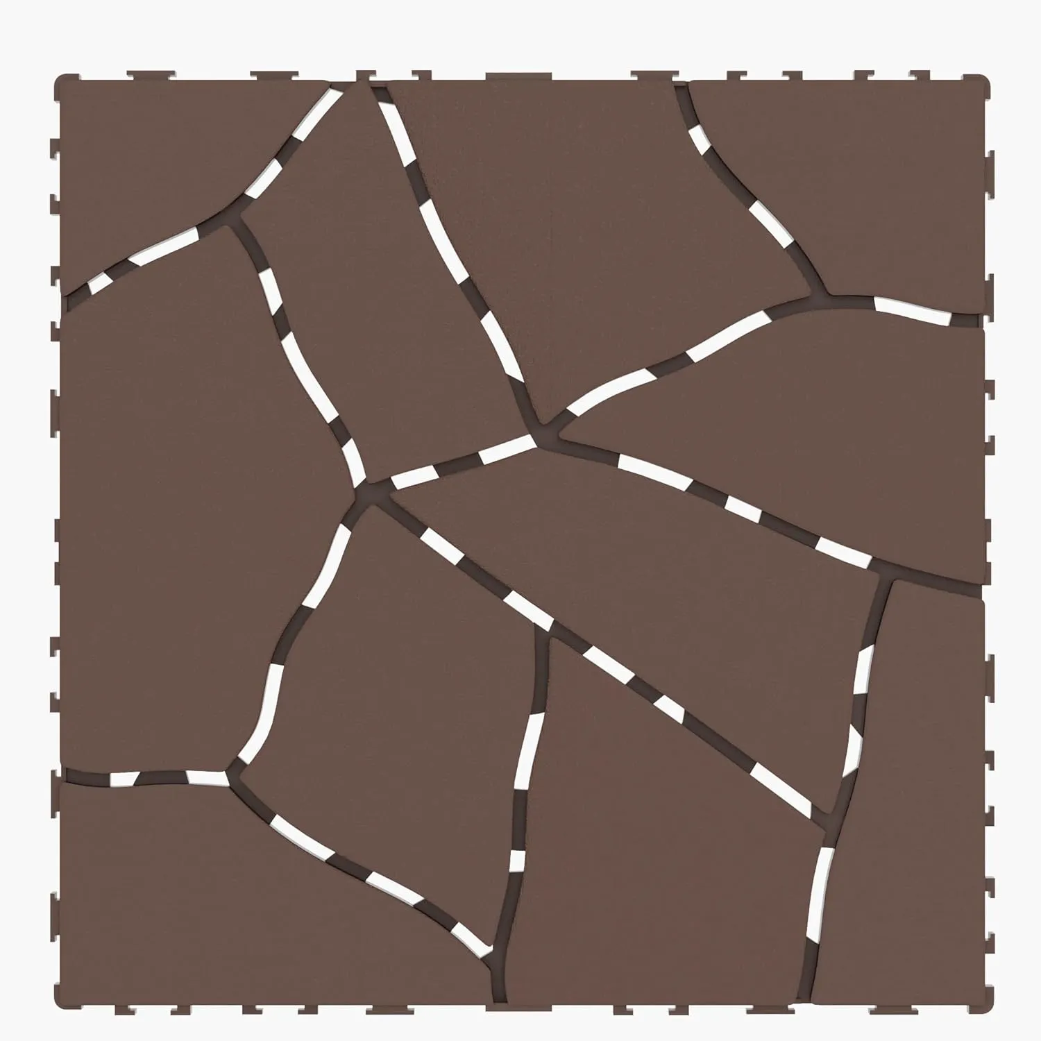 44-Pack Plastic Interlocking Deck Tiles, 12"x12"x0.8", Waterproof & Durable Outdoor Flooring for Patios, Balconies, Bathrooms – Easy DIY Installation, Multiple Combinations (Brown-Stone Style)