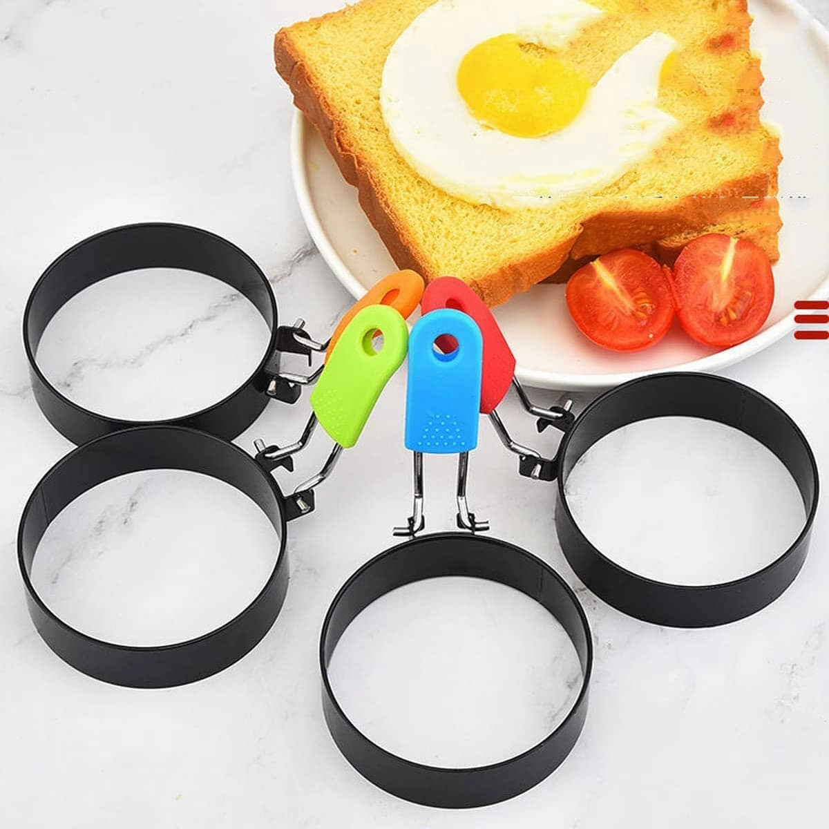 4-Pack: Stainless Steel Egg Non-Stick Omelet Ring